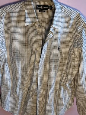 Ralph Lauren Blue and White Checked Button-Down Shirt